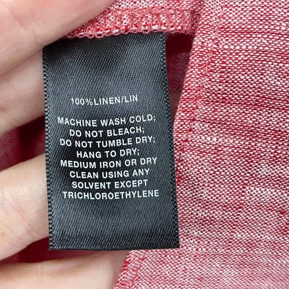 Lafayette 148 New York Red Pink Linen Shirt Size 3X Minimalist Career Blouse Top - Picture 7 of 11